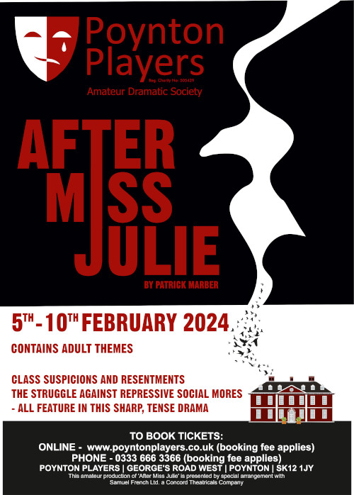 Poynton Players Production poster for After Miss Julie